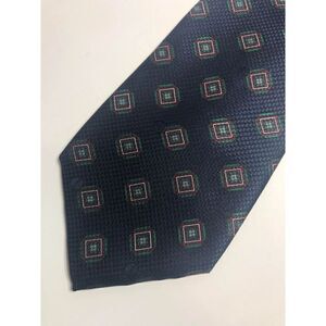 1281 Dunhill made in Italy geometric diamon silk Men's tie NAVY BLUE